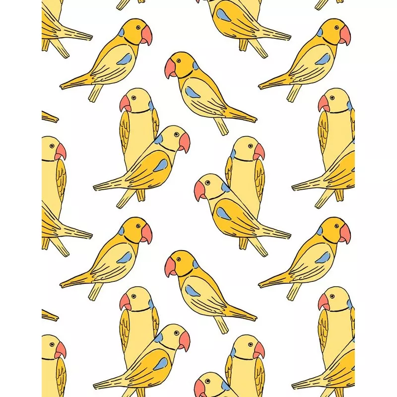 ‘Alexandrine Parakeet’ Wallpaper by Tea Collection – Yellow