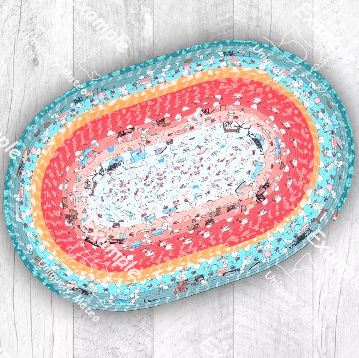 Custom Oval Jelly-Roll Rug