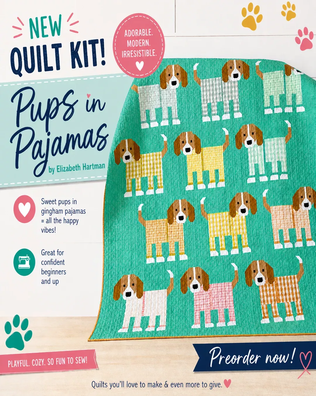 Pre-Order - Pups in Pajamas Quilt Kit