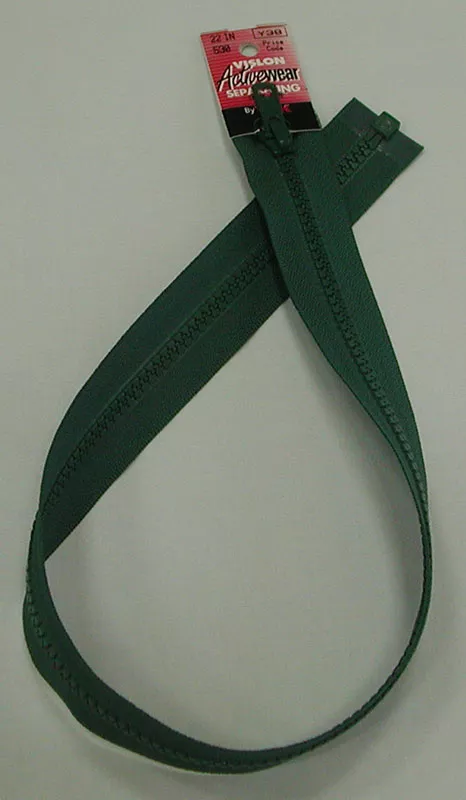 Zipper – 22″ Vislon – Dark Green – Activewear Separating