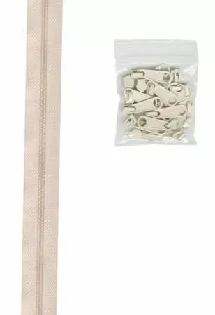 Zipper - 4 yards of 16mm #4.5 Chain & 16 Extra-Large Coordinated Pulls Ivory - ZIPYD-102